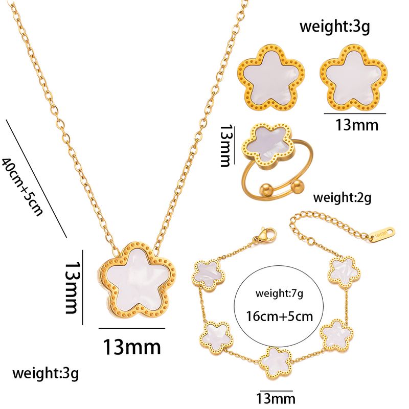 304 Stainless Steel 18K Gold Plated Luxurious Shiny Pentagram Bracelets Necklace