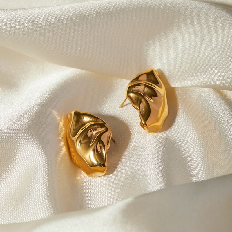 1 Pair IG Style Modern Style Classic Style Irregular Solid Color 316 Stainless Steel  18K Gold Plated Ear Studs