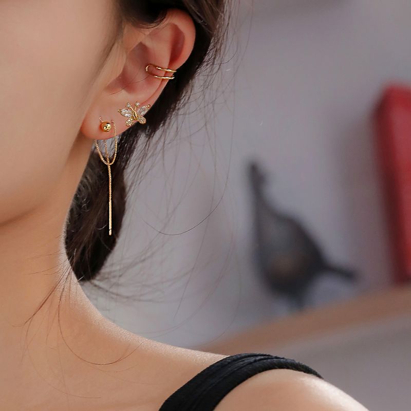 3 Pieces Simple Style Classic Style Solid Color Inlay Copper Zircon Ear Studs