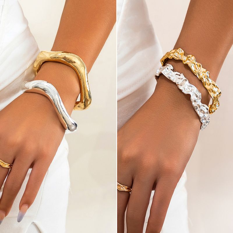 Elegant Simple Style Irregular Alloy Plating Women's Rings Bracelets 1 Piece 1 Set