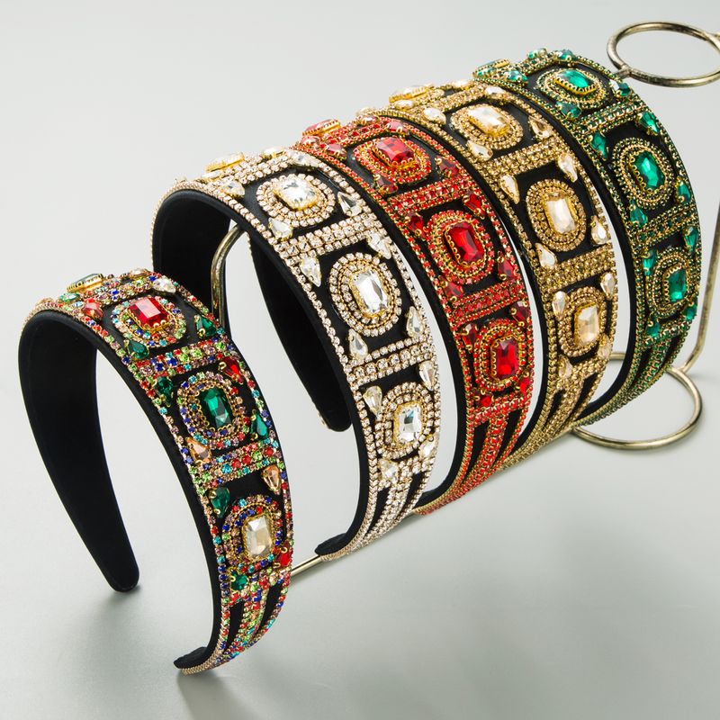 Women's Baroque Style Classic Style Korean Style Geometric Alloy Cloth Inlay Rhinestones Glass Hair Band