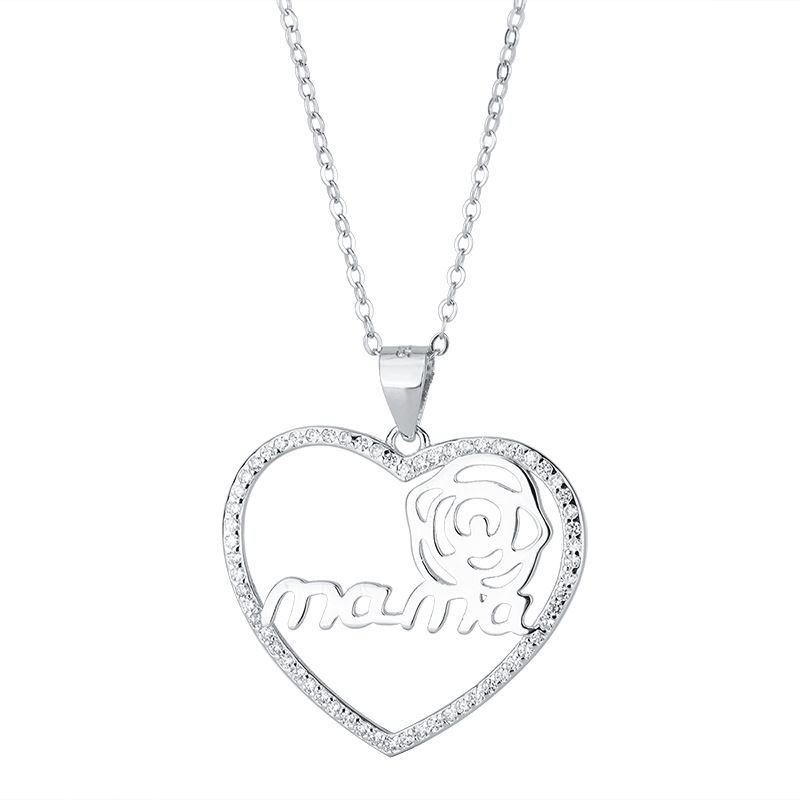 Simple Style Heart Shape Sterling Silver Plating Zircon Pendant Necklace 1 Piece