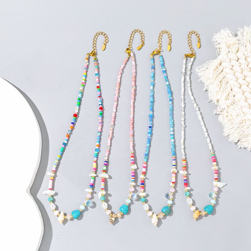 Großhandel Schmuck IG-Stil Farbblock Künstlicher Kristall Halskette