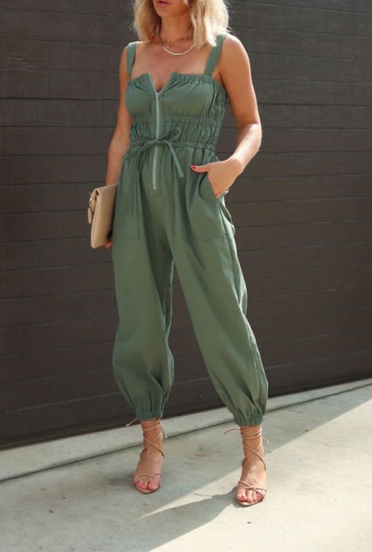 Women's Daily Streetwear Solid Color Full Length Pocket Jumpsuits