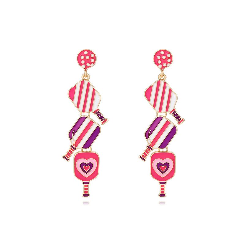 1 Pair Casual Simple Style Stripe Heart Shape Enamel Zinc Alloy Drop Earrings
