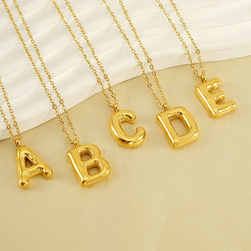 304 Stainless Steel 18K Gold Plated Simple Style Letter Pendant Necklace