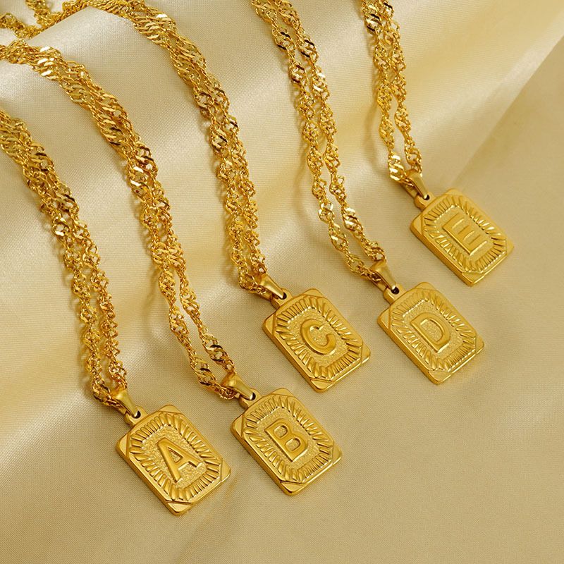 304 Stainless Steel 18K Gold Plated Casual Letter Pendant Necklace