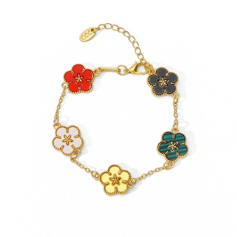 Alloy Elegant Simple Style Plating Flower Acrylic Bracelets