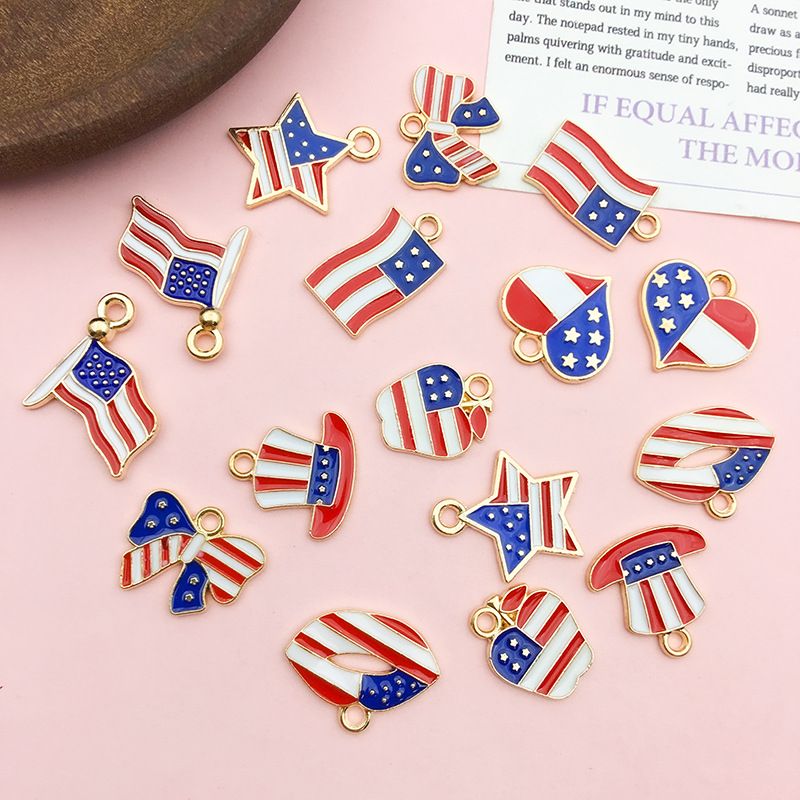 1 Piece 16 * 16mm Alloy American Flag Polished Pendant