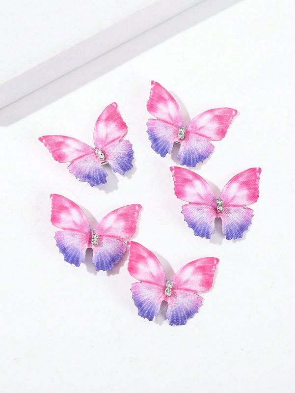 Women's Sweet Solid Color Butterfly Ferroalloy Hair Clip