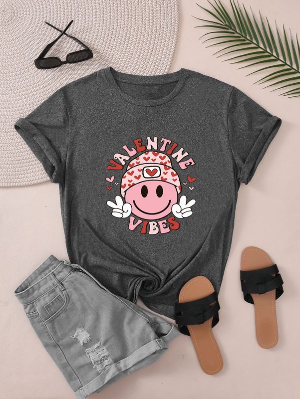 Women's T-shirt Short Sleeve T-Shirts Round Casual Cartoon