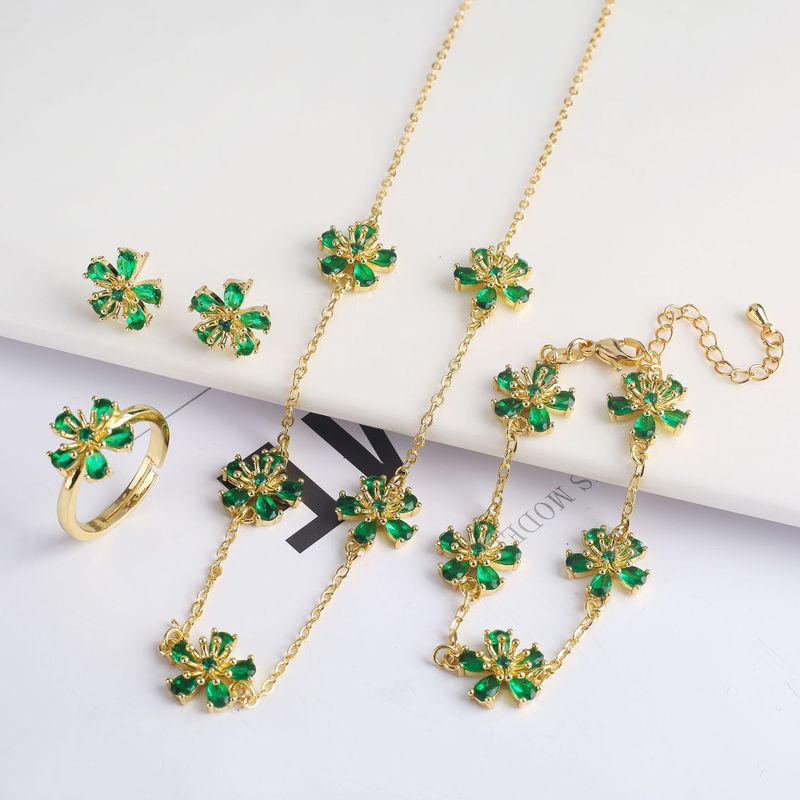Copper Simple Style Classic Style Inlay Flower Zircon Jewelry Set