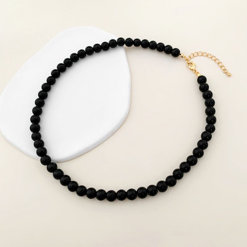 Simple Style Classic Style Round Copper Obsidian Beaded Men's Necklace