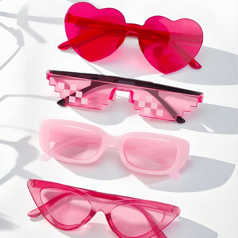 Süß Einfacher Stil Herzform Einfarbig Pc Quadrat Vollbild Kinder Sonnenbrille