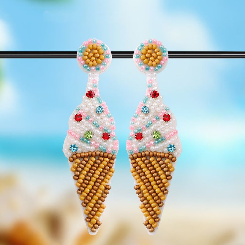 1 Paire Vacances Tropical Glace Placage Incruster Strass Verre Strass Boucles D'oreilles