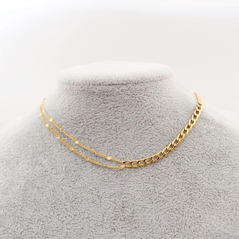 304 Stainless Steel Titanium Steel Gold Plated Simple Style Patchwork Twist Necklace