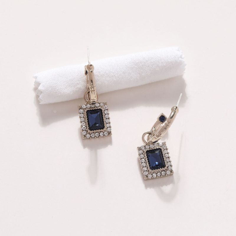 1 Pair IG Style Elegant Simple Style Square Inlay Copper Zircon 18K Gold Plated Drop Earrings