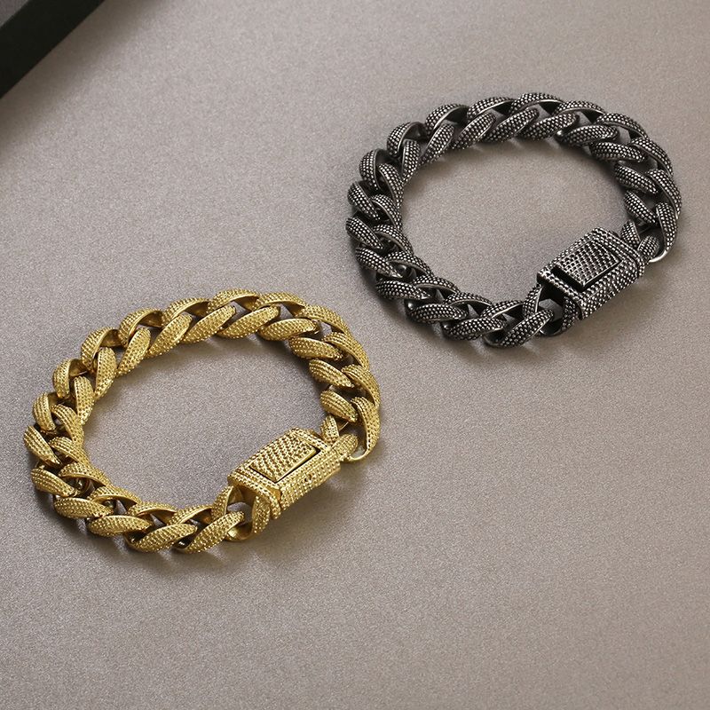 Hip-Hop Geometric Solid Color 304 Stainless Steel 18K Gold Plated Men's Bracelets