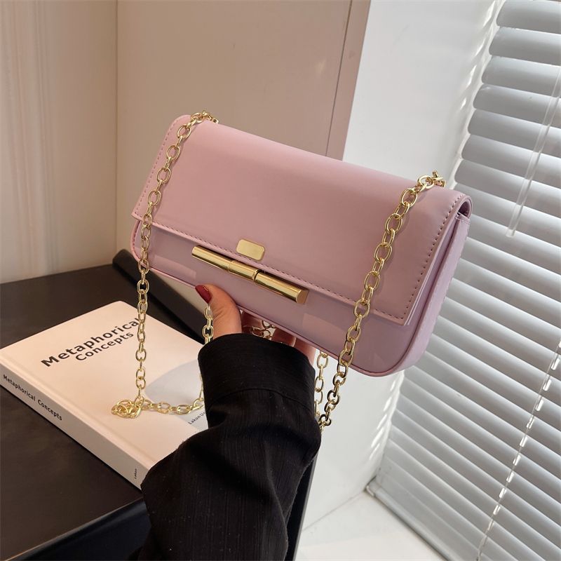 Women's One Size Pu Leather Solid Color Classic Style Sewing Thread Magnetic Buckle Shoulder Bag