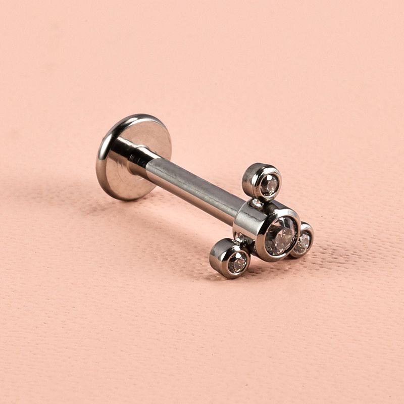 1 Piece Lip Rings Classic Style Solid Color 316 Stainless Steel  Polishing Inlay Zircon Lip Rings