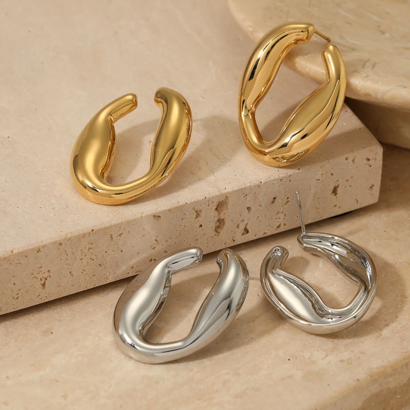 1 Pair Casual Simple Style U Shape Solid Color 316 Stainless Steel  14K Gold Plated White Gold Plated Gold Plated Ear Studs