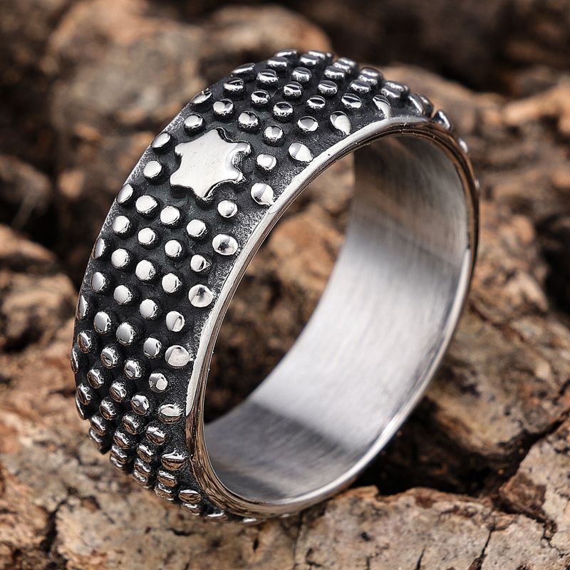 Hip-Hop Punk Cool Style Round Star 316 Stainless Steel  Men's Rings