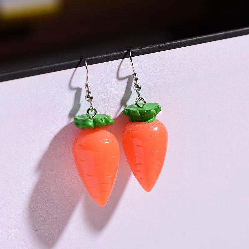 1 Pair Cute Lady Sweet Carrot Alloy Drop Earrings