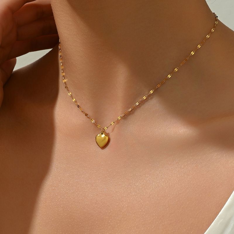 Edelstahl 304 14 Karat Vergoldet Einfacher Stil Überzug Herzform Halskette