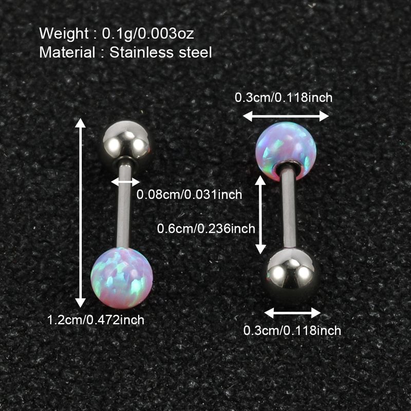 1 Pair Shiny Solid Color Polishing 201 Stainless Steel Gem Ear Studs