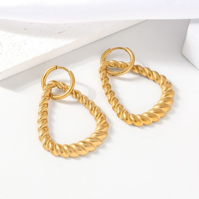 1 Pair Simple Style Classic Style Triangle Plating 304 Stainless Steel 18K Gold Plated Drop Earrings