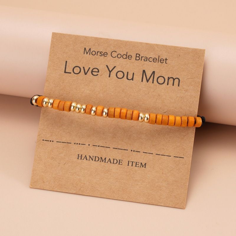 Simple Style Circle Wooden Beads Rope Knitting Mother'S Day Women's Drawstring Bracelets 1 Piece