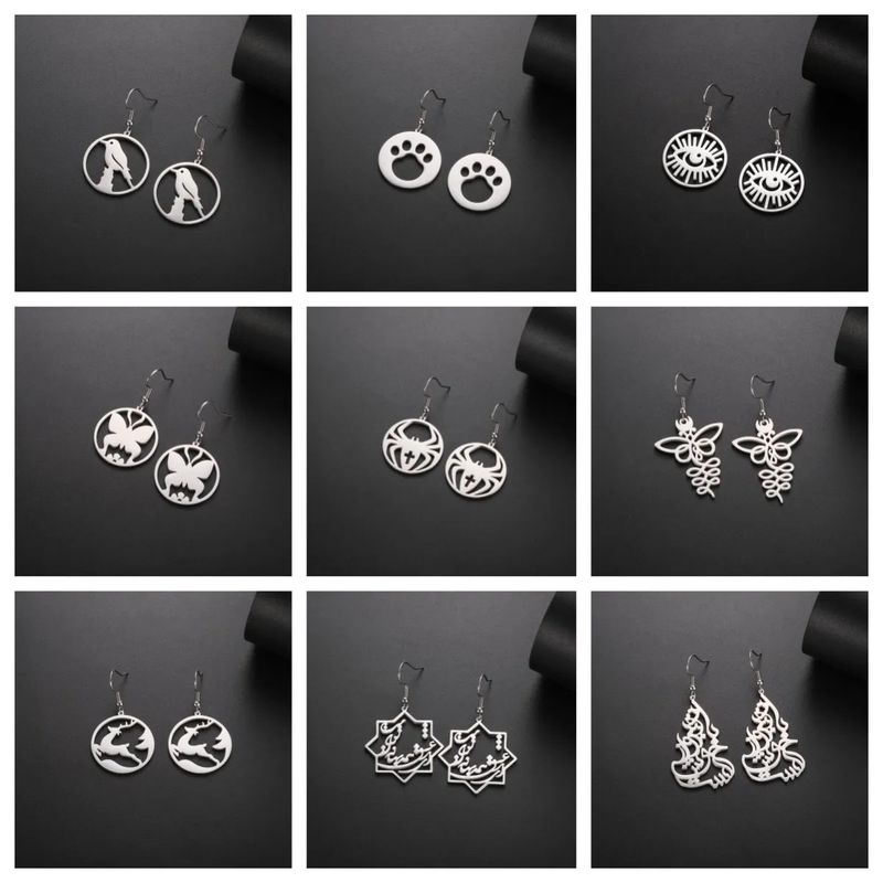 1 Pair Casual Simple Style Bird Deer Plating Stainless Steel Drop Earrings