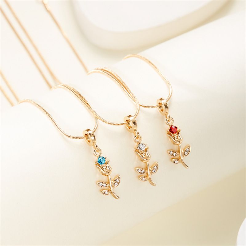 Casual Simple Style Tulip Alloy Plating Women's Pendant Necklace 1 Piece