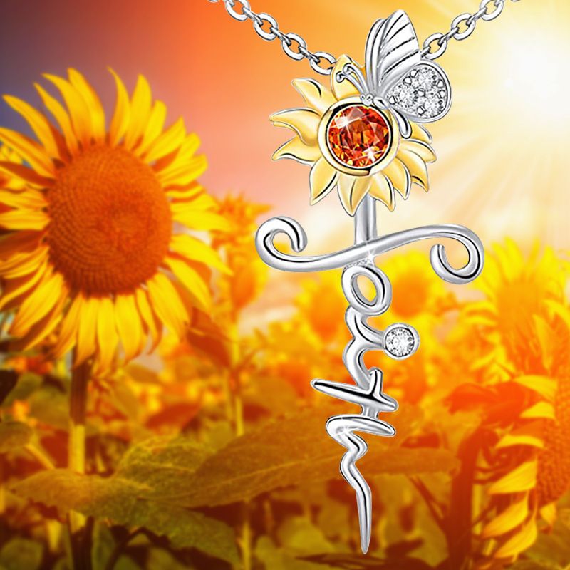 Elegant Simple Style Sunflower Butterfly Alloy Zircon Women's Pendant Necklace