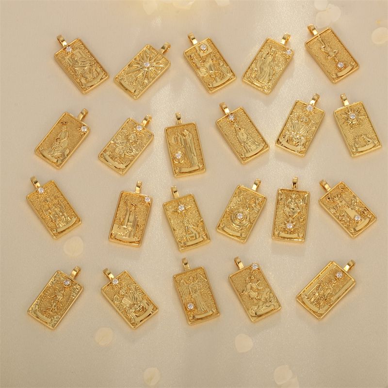 1 Piece 15*30mm Hole 4~4.9mm Copper Zircon 18K Gold Plated Rectangle Polished Pendant