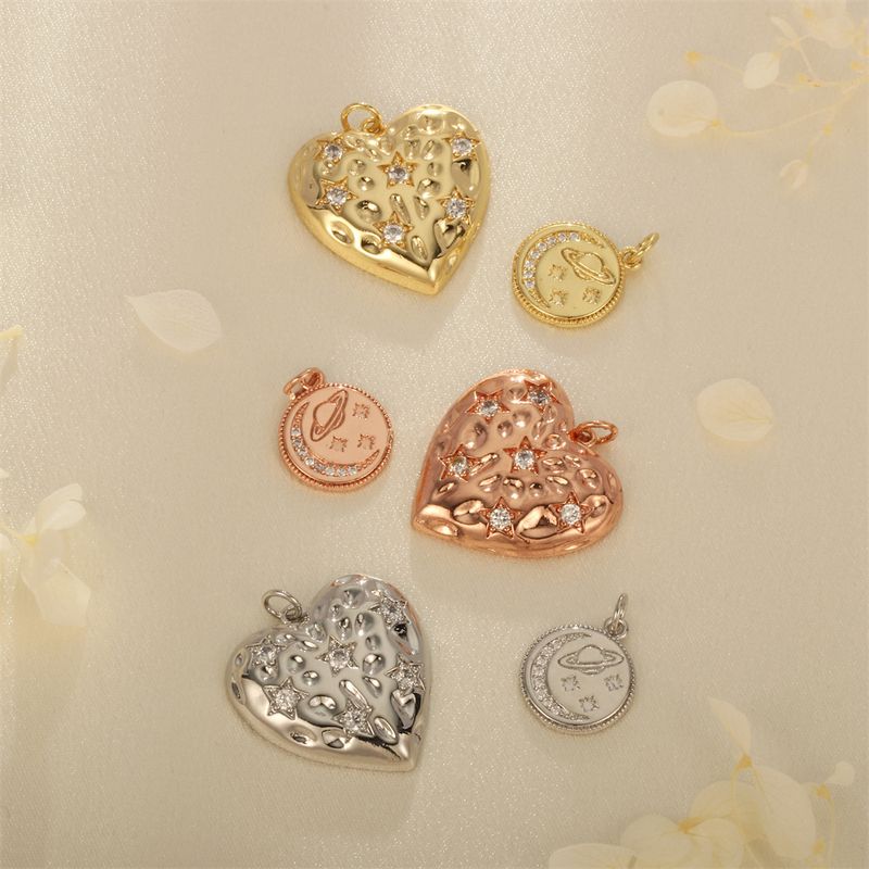 1 Piece 14*17mm 25*25mm Hole 3~3.9mm Copper Zircon 18K Gold Plated Star Heart Shape Polished Pendant