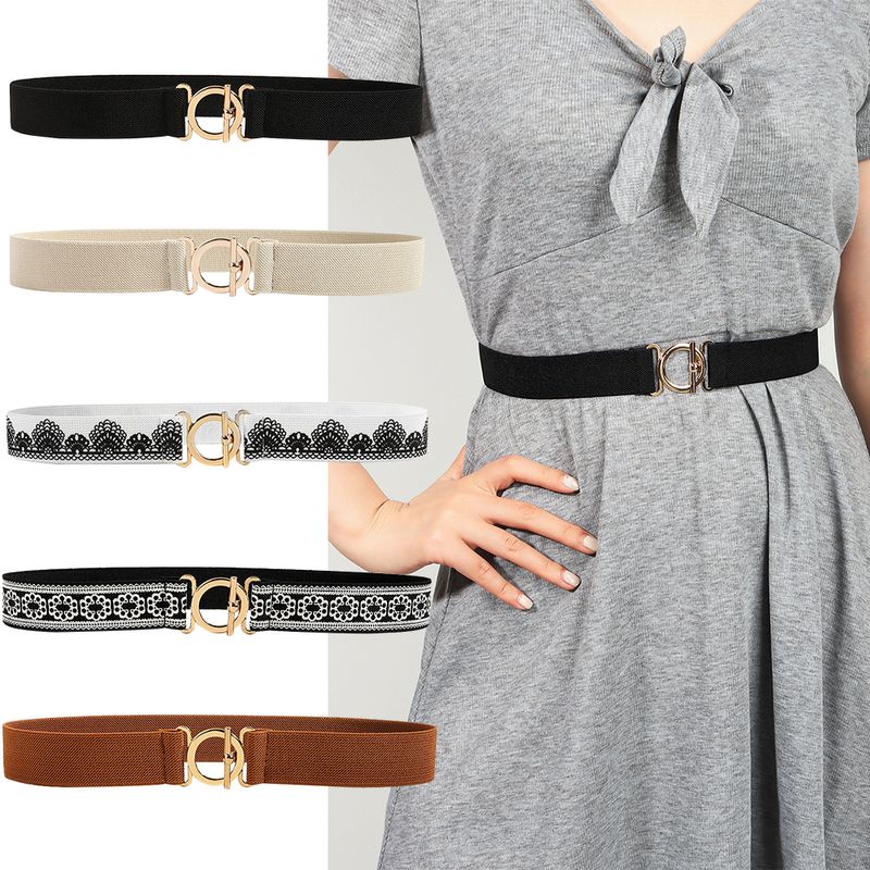 Casual Simple Style Geometric Alloy Elastic Band Women's Woven Belts