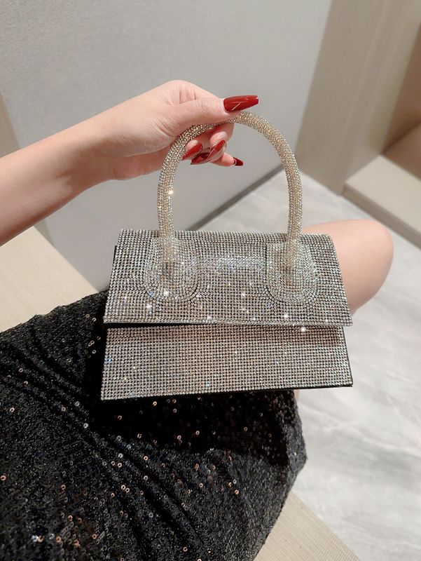 Silver Polyester Solid Color Evening Bags