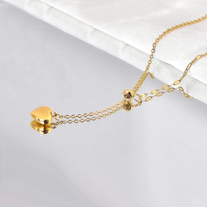Titanium Steel IG Style Simple Style Heart Shape Pendant Necklace