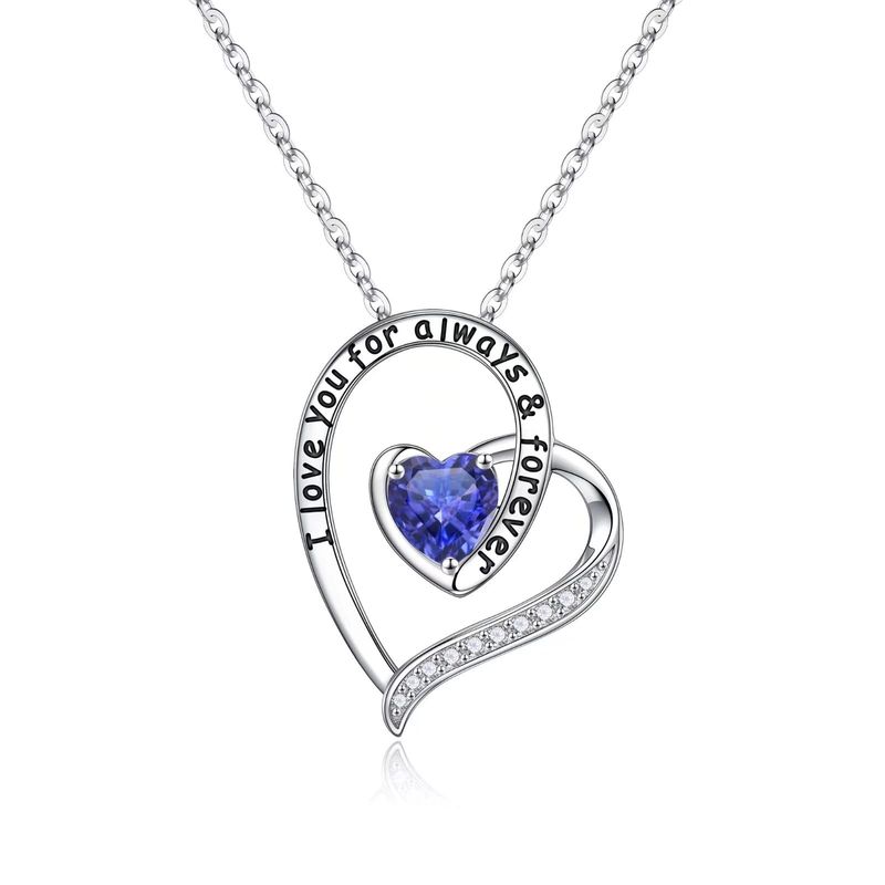 Sterling Silver Elegant Classic Style Heart Shape Plating Zircon Pendant Necklace