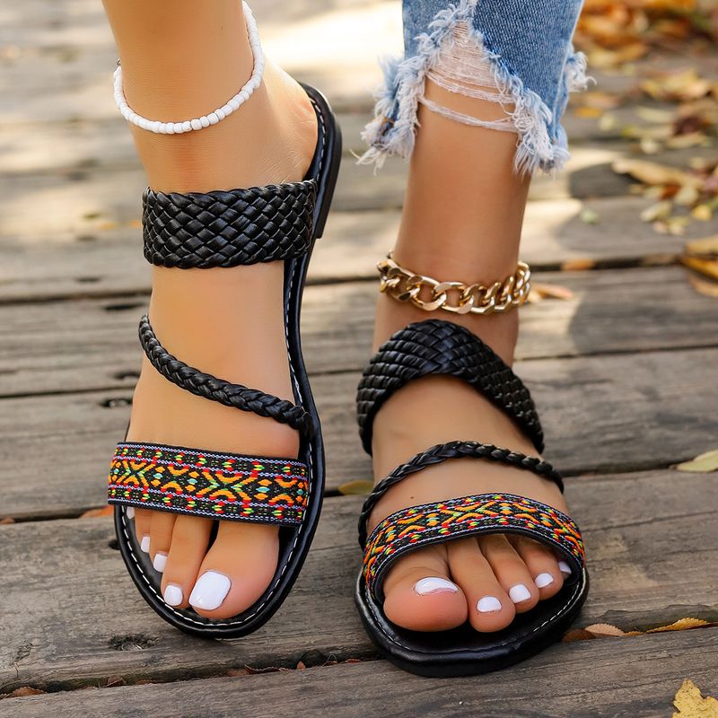 Women's Vacation Geometric Open Toe Slides Slippers