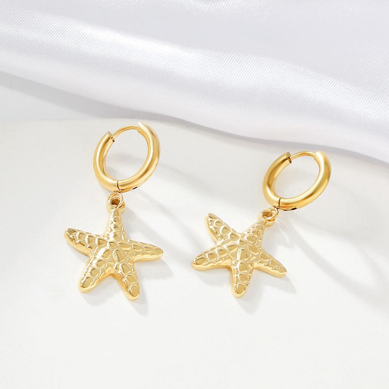 1 Piece Simple Style Starfish 304 Stainless Steel 18K Gold Plated Drop Earrings