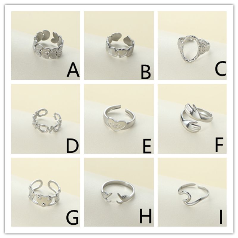 Titanium Steel Elegant Simple Style Heart Shape Open Rings
