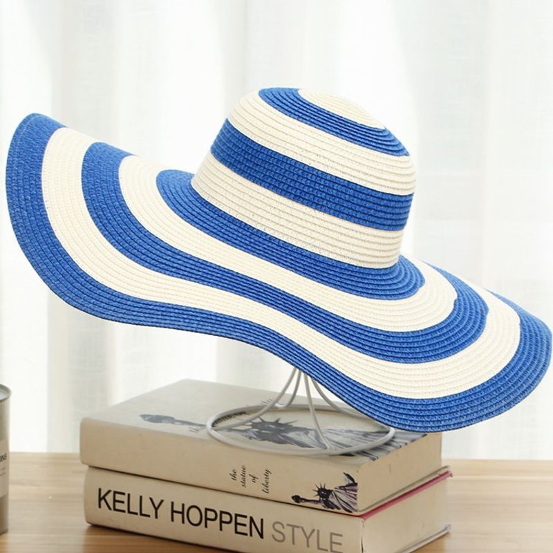 Women's Casual Simple Style Color Block Big Eaves Straw Hat