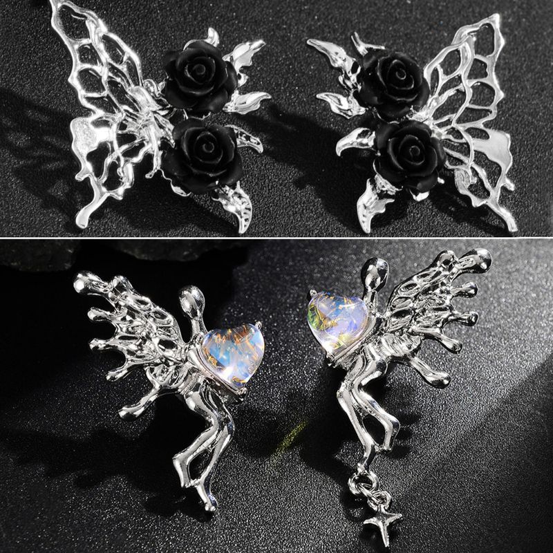 1 Pair Simple Style Flower Butterfly Inlay Alloy Resin Ear Studs