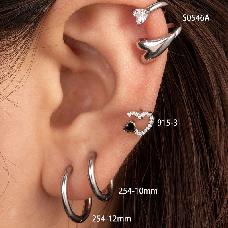1 Piece French Style Simple Style Korean Style Round Heart Shape Inlay Copper Zircon Ear Cuffs Earrings Ear Studs