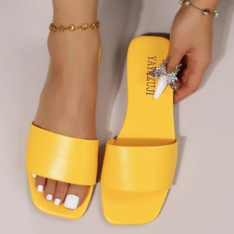 Women's Casual Solid Color Open Toe Slides Slippers