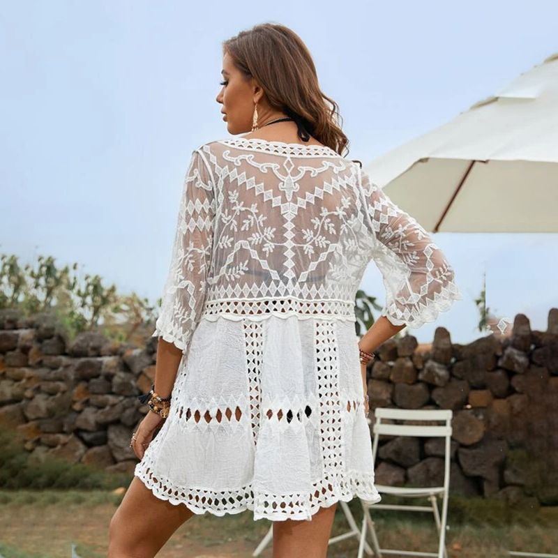 Women's Solid Color Vacation Beach Cover Ups