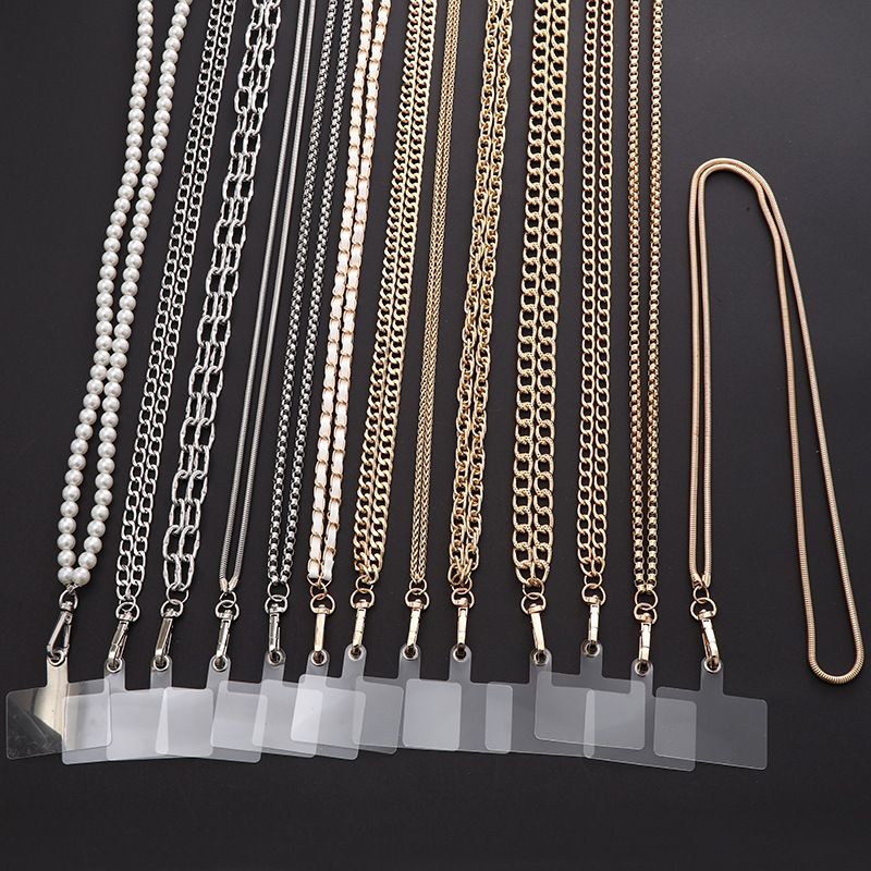 Simple Style Solid Color Metal Plating Chain Mobile Phone Chain