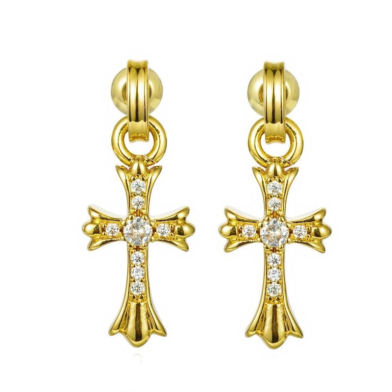 1 Paar IG-Stil Kreuzen Überzug Inlay Kupfer Künstliche Perlen Zirkon Ohrringe